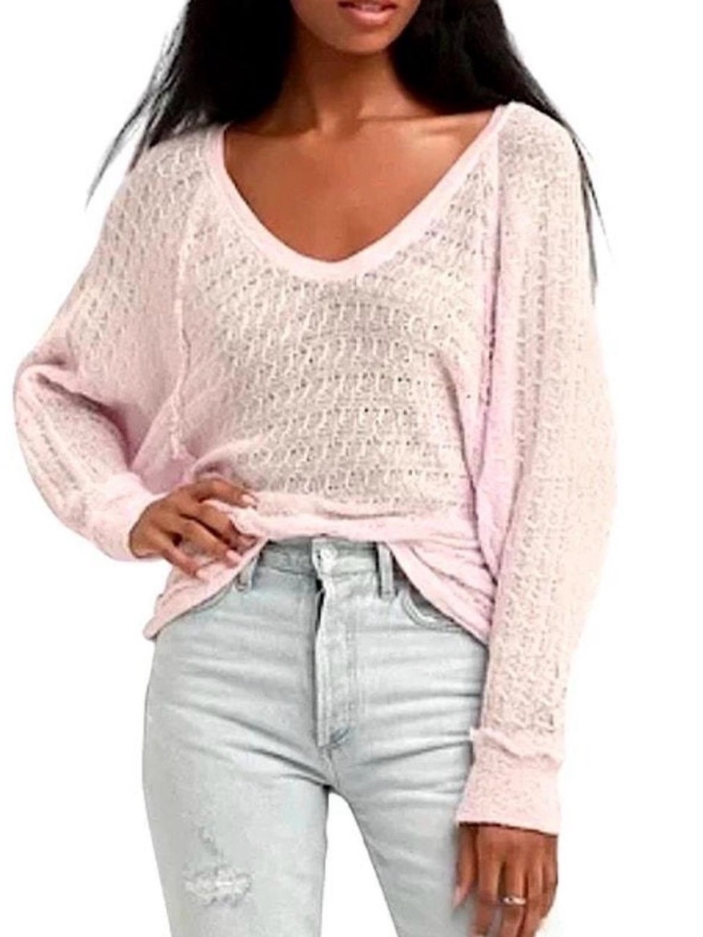 We the Free Light Pink Knit Scoop Neck Sweater- size small